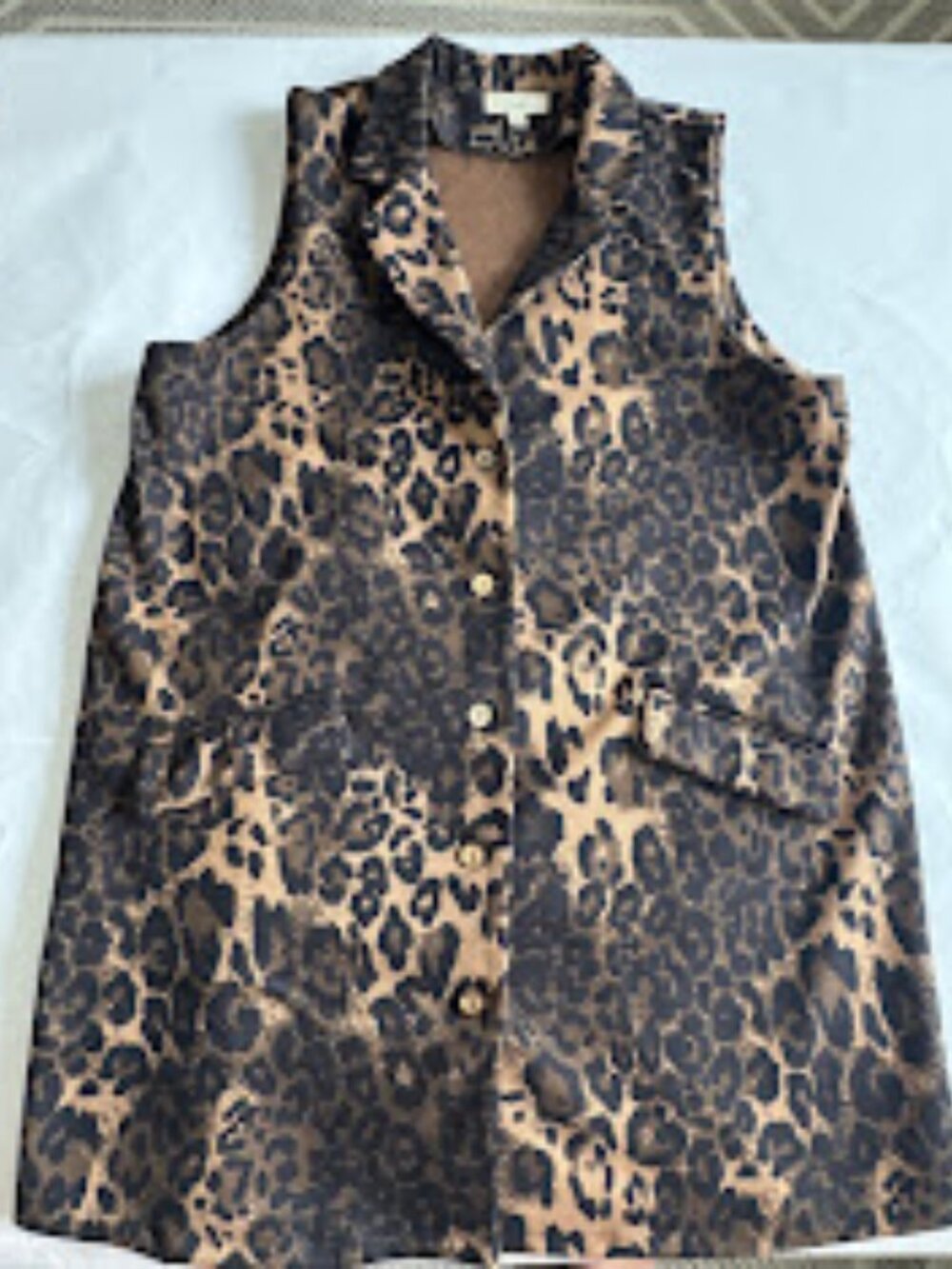 Easel Los Angeles Leopard Print Sleeveless Button Vest Dress L